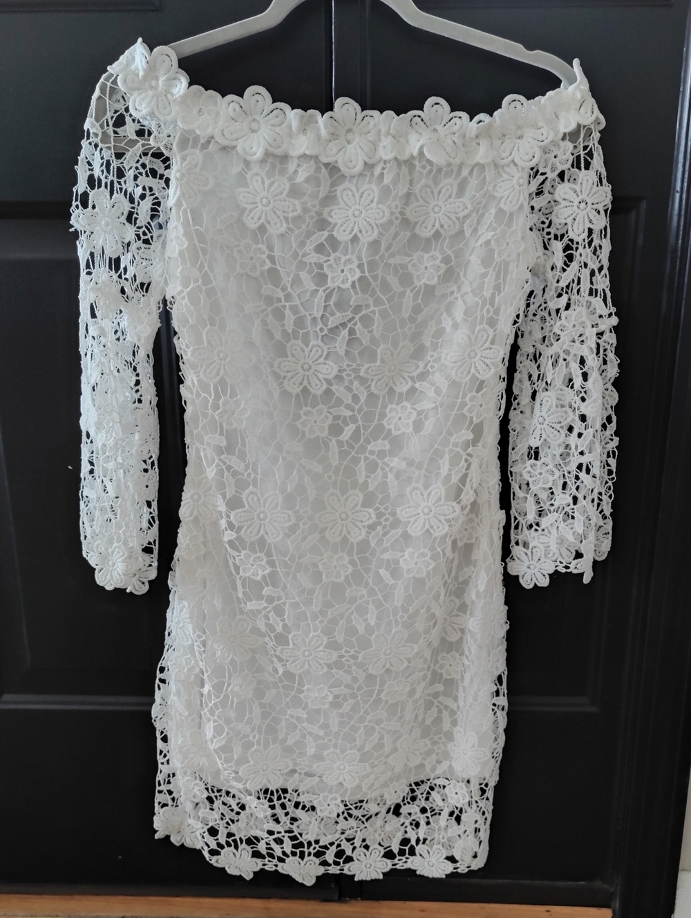 White Floral Lace Off-Shoulder Dress